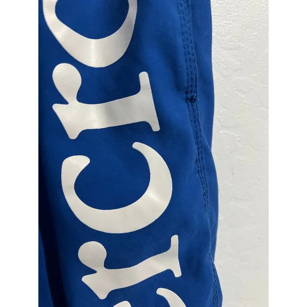 VTG Abercrombie Fitch Short Mens Small Y2K Boardshort Blue Spellout Swim